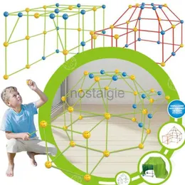 مطابخ تلعب الطعام 155/87/66pcs Kids Fort Building Kit 3D Playhouse Learning Learning Toys 100 Sticks+55 لعبة كرة للأطفال.