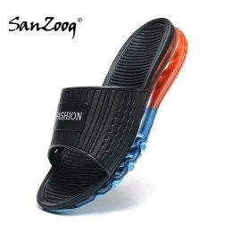 Slippers Sanzoog Men Air Cushion Slippers Beach Designer Slides Summer Fashion Shoes Outdoor Indoor Home House Shoes 2022 New Brand