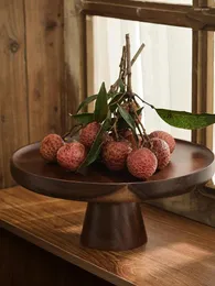 Piastre di colore in noce vintage vassoio in legno massiccio in stile casa soggiorno dim sum piatto da dessert mostra frutta