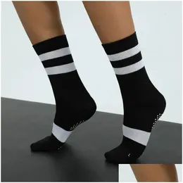 Sports Socks Lu Brand com Yoga Sile não resistente a desgaste Fitness Cycling Football 240319 Droga entrega ao ar livre Otww9