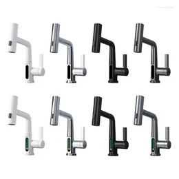 Kitchen Faucets Gray Pull Out Rotation Waterfall Stream Sprayer Head Sink Water Tap Single-Handle Faucet