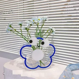 Vasen niedliche Blumenvase Transparet Acryltopf Hydroponik Blumenbehälter Tisch Mittelstücke für Home Office Desk Dekoration