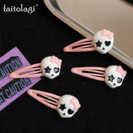Y2K Pink Bow Cash Hair Clip for Women Harajuku Bowknot Ghost Hairpin Kpop Spice Girl Girl Clips divertente Clip per capelli Halloween Accessorio per capelli Halloween