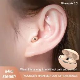 Kulaklıklar Görünmez Mini Bluetooth Kulaklıklar 5.3 Gerçek Kablosuz INEAR EARLAR KAYIT HIFI Stereo Gürültü Azaltma Kulaklıkları Spor Kulaklığı