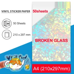 Papel 50 folhas de adesivo de vinil imprimível papel a4 luminoso papel de impressora transparente fosca para impressão a jato de a jato de tinta