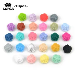 Collane lofca 10pcs per perle floreali in silicone a doppia faccia per perle di rosa teether b