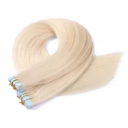 Extensões #60 fita loira em extensões de cabelo humano machinemade extensões de cabelo natural europeu trama da pele 1426 polegada marrom 100% cabelo real