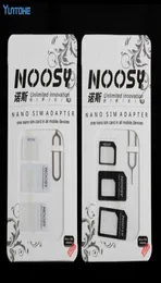 Adaptador de cartão SIM Noosy Nano 4 em 1 Adaptador de cartões Micro Sim Adaptador de cartão SIM padrão com pino de ejeção para iPhone Samsung 300pcslo3130925