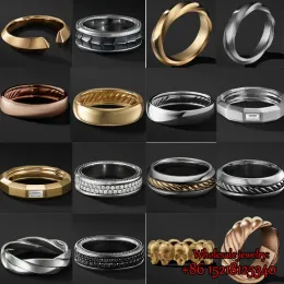 Rings Davy Yourman Anello d'argento maschile classico, anello sfaccettato a spirale, gioielli da uomo maturi e stabili, spedizione gratuita