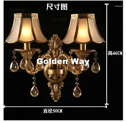 Lampada da parete Ly L50cm A46cm Ottone classico americano Rame Art Bronzo Vetro Sconce AC D