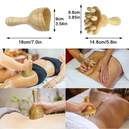 Hölzerne schwedische Massage Tasse Pilz Massagebaste Holztherapie -Massagewerkzeuge für Anti -Cellulit, Lymphdrainage, Körperformung
