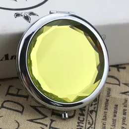 NEU 2024 1PC Luxuskristall -Make -up -Spiegel tragbarer runder gefalteter Kompaktspiegel Gold Silbertaschenspiegel ausgeht, das personalisiertes Geschenk macht