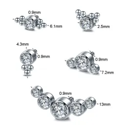 10st G23 Titanium Micro Dermal Anchor Top Opal Crystal Internt gängad öron tragus labret implantat kropp piercing smycken