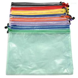 Present Wrap 16pcs Mesh Dragkedja Pouch Document Bag Waterproof Zip File Folers A4 Storlek för skolkontorsleveranser Travelagringspåsar