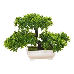 Dekorative Blumen künstlicher Bonsai Tree Zen Dekoration Desktop Japanische Kiefer für Kamin Büro Badezimmer Bauernhaus Schlafzimmer