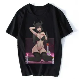 Erkekler Tişörtler Anime Lewd Seksi Japonya waifu t gömlek succubus kız çılgın tişört erkekler kısa kollu hentai üstler harajuku pamuk otaku grafik tees 2443