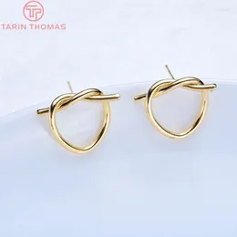 Stud Earrings (2137)6PCS 14.5x14.5MM 24K Gold Color Plated Bow Heart Earring High Quality DIY Jewelry Making Findings