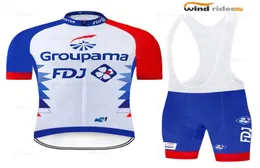 Pro Team Groupama FDJ Cycling Jerseys Bicycle Maillot Breathable Ropa Ciclismo MTB Short Sleeve Bike Cloth Bib Shorts Racing Sets3315028