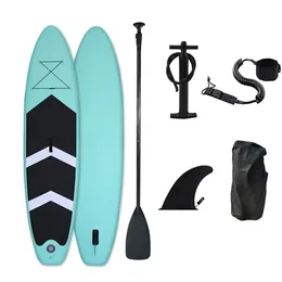 Aufblasbares Stand -up -Paddel -Board SUP Surfboard Wasser Sport Kajak Surf -Set mit Paddle Board Tail Flossen -Fußseil -Inflator und Beutel 240320