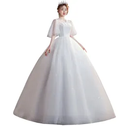 حفل زفاف 2024 NEW NIANG LACE Super Immortal Fantasy Vanced Bress French Fat Fat Spring/Summer Wedding Dress Cover Arm V-tech