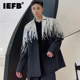 IEFB Heavy Craft Embroidery Sequin Trend Nasual Mens Blazer 2023 Autumn Fashion Fit Jacket Streetwear Suit Coat 9y9245 240326