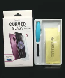 Samsung Galaxy S20 S9 S8 Plus 10 Note8 S21 Ultra Adhesive9643644의 3D 곡선 전체 접착제 유리 화면 보호기 케이스.