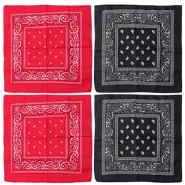 Bandanas 4pcs Scarf quadrato Multifunzionali asciugamani paisley stampato Bandana Capelli per capelli per signore rosso nero