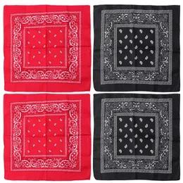 Банданас 4pcs Square Scarf Многофункциональные полотенца Paisley Printed Beach Bandana Hair шее для женских красных черных