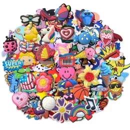 Decorations 100 Pcs PVC Different Cartoon Shoe Charms Shoe accessories Decorations for Clog Shoes Bracelet Wristband