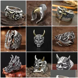 Cluster Rings Hip-Hop Style Trend Classical Gothic Retro Temperament Alloy Ring Fashion Design Devil Angel Animal Cross Skl Evil Ghos Otcei