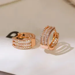 أقراط الطوق Caoshi Rose Gold Color Bright Zirconia Lady Conmony Conmony Jewelry Endery Female Edemse Dails يمكن ارتداؤها