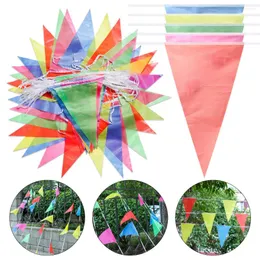 Partydekoration 1pc 100m mehrfarbig Dreiecksflaggen Nylon Stoff Banner Pennant Festival Outdoor Dekor