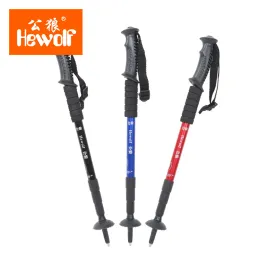 Sticks Hewolf Ultralight Aluminum Alloy 4 Sections Telescopic Walking Stick adjustable Trekking Alpenstock Climbing Hiking Pole Canes