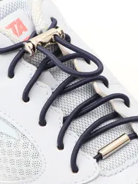 Round Elastic Metal Lock Shoelaces sem laços sem tênis de tênis