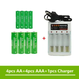 100 ٪ AA و AAA القلوية القابلة لإعادة الشحن مع شاحن 1.5V 4800MAH+3800MAH