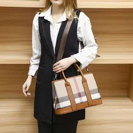 Stylish Luxury Straddle Bag Hong Kong Purchasing Agent for New Fashionable Genuine Leather Large Capacity Checkered Tote Commuting Versatile Handheld One