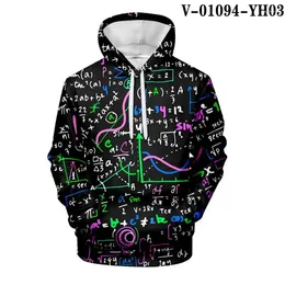 Fórmula masculina de ciência da impressão 3D para homens Funny Math Logistics Chemistry Pullover gráfico Sweatshirt Streetwear Capuz casual