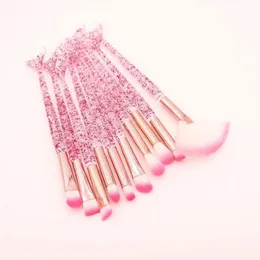 2024 10pcsピンクマーメイドメイクブラシセットアイシャドウブラッシュファンデーションブラシリップブラシクリスタルダイヤモンドメイクアップブラシキットMaquiagem for pink for pink
