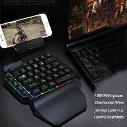 Tangentbordsfärg 39 Tangent F6 USB Wired Keyboard RGB Ergonomiskt spel Keyboard One Handed Gaming KeyboardL2404