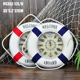 35 cm life buoy sea wall clock Mediterranean style creative home hang adorn Year gift 240403