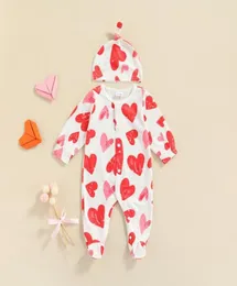 Overallsuits 2022 Frühling Geboren zweiteilige Set Boy Girl Infant Herzmuster gedruckte Mutnisse mit Kapuze mit Kapuzenpassungshut Baby Kleidung 8746648