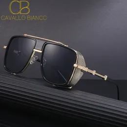 CB Steampunk Sunglasses with Side Shields Mens Fishing Aviator Pilot Goggles Brand Designer Oversized Golden Retro Driving Gothic Large CAVALLO BIANCO