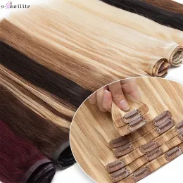 Uzantılar Snoilite Klipsi İnsan Saçında Uzantılar 115G Saç parçası 7pcs/Set saç klip bantında insan saçı uzatmalarının tam kafa doğal saç