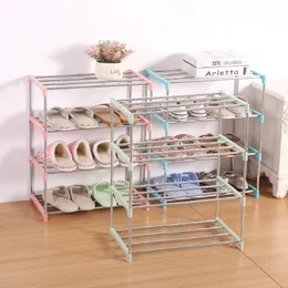 Simples multi camada sapato rack de aço inoxidável fácil montar armazenamento sapato armário cabide organizador casa acessórios