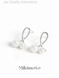 pearl earring Designer Mikimoto earring Mikimoto Wooden Cross Pearl Earrings for Women in Pure Silver with a Luxurious Feel. 2023 New Trend Light Luxury Niche