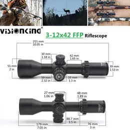 Visionsking 3-12x42 FFP Wide Vinkle Riflescope First Focal Plane Target Shooting Tactical Rifle Scope Mil-Dot Hunting Riflesop