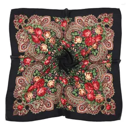 Lenços 80 80 cm de lenço floral russo estilo étnico quadrado bandana cabeçalho lenço lenço de cabelos de fiagem da cabeça