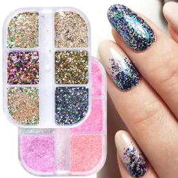 Cross-border new nail glitter powder 6 box mixed color sand icing powder irregular particles nail coarse powder nail