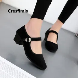 Boots Cresfimix Zapatos Planos de Mujer Women Cute Black Cloth Dance Shoes Sady Nasual Ballet Ballet Shoes A5449