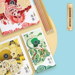 Pennor och stal kinesisk modefluga traditionell färgritning färgpennor som skissar oljefärgpenna presentförpackning Phoenix orientalisk stil konst
